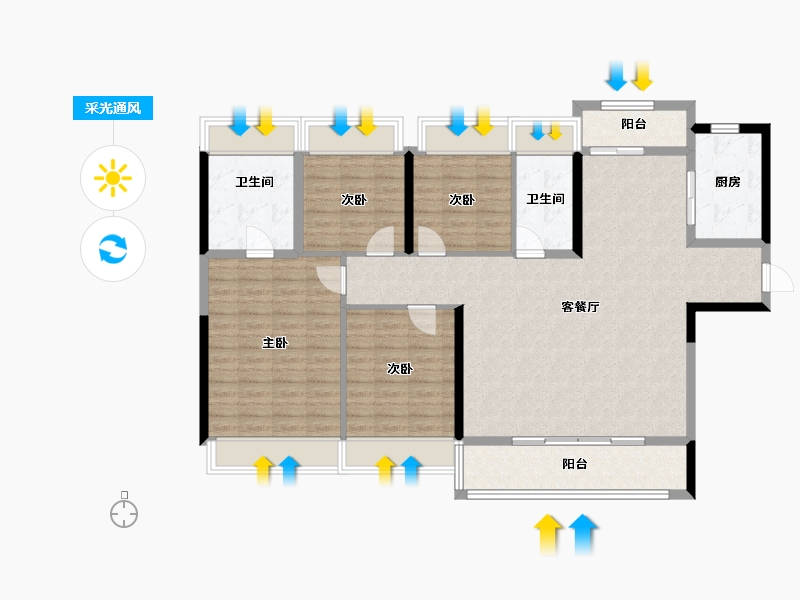 湖北省-恩施土家族苗族自治州-巴东碧桂园-127.20-户型库-采光通风