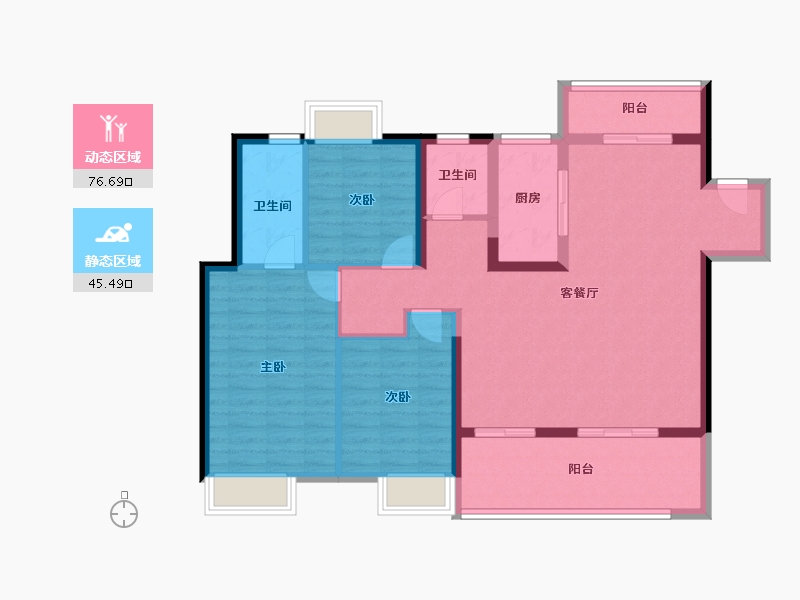 江苏省-镇江市-美的·君兰悦-110.40-户型库-动静分区