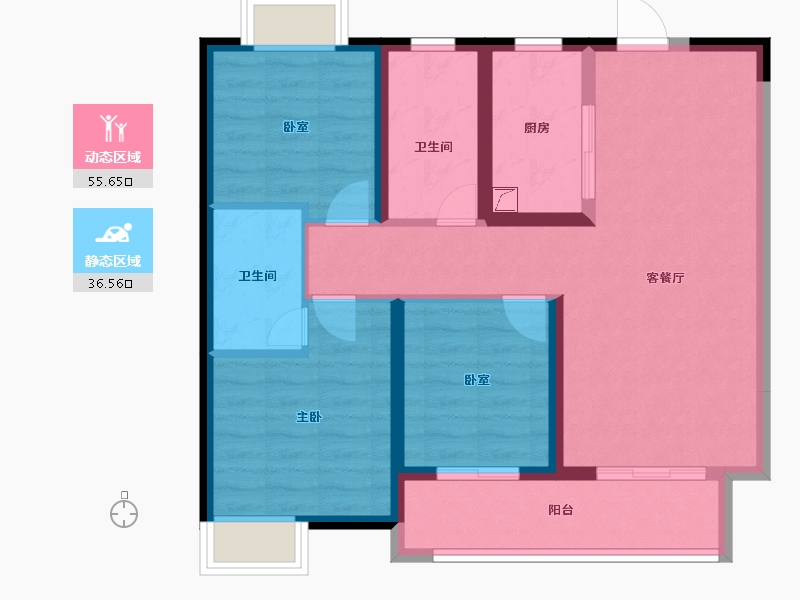 湖北省-武汉市-保利城七期云廷-81.93-户型库-动静分区