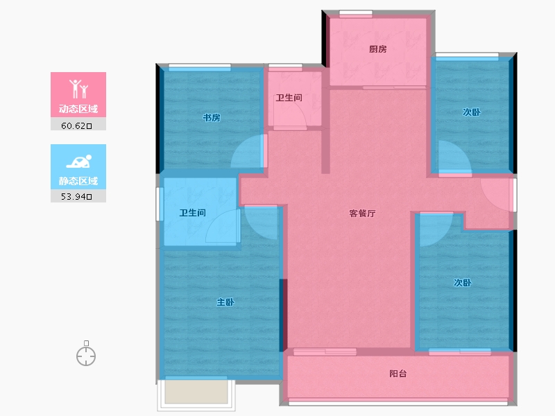 安徽省-亳州市-绿城·亳州蘭园-102.40-户型库-动静分区