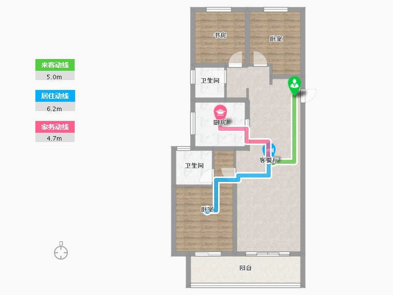 陕西省-咸阳市-朗诗渭城府-95.20-户型库-动静线