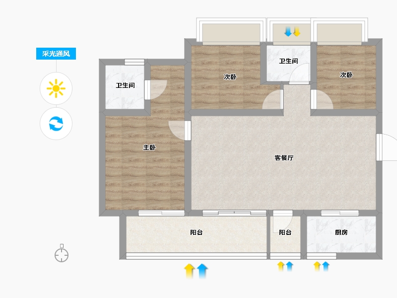 四川省-成都市-彭州万达广场-79.43-户型库-采光通风