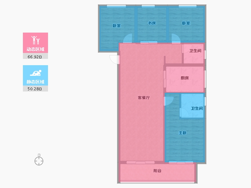 陕西省-咸阳市-朗诗渭城府-105.60-户型库-动静分区