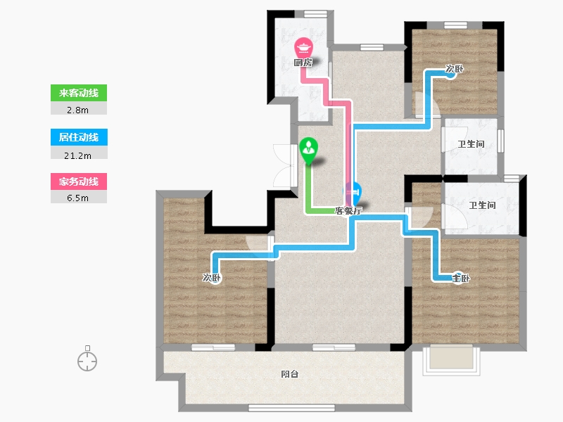 河南省-驻马店市-品盛北龙湖-111.95-户型库-动静线