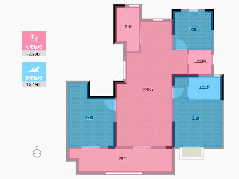 河南省-驻马店市-品盛北龙湖-111.95-户型库-动静分区