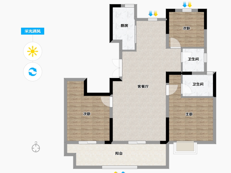 河南省-驻马店市-品盛北龙湖-111.95-户型库-采光通风