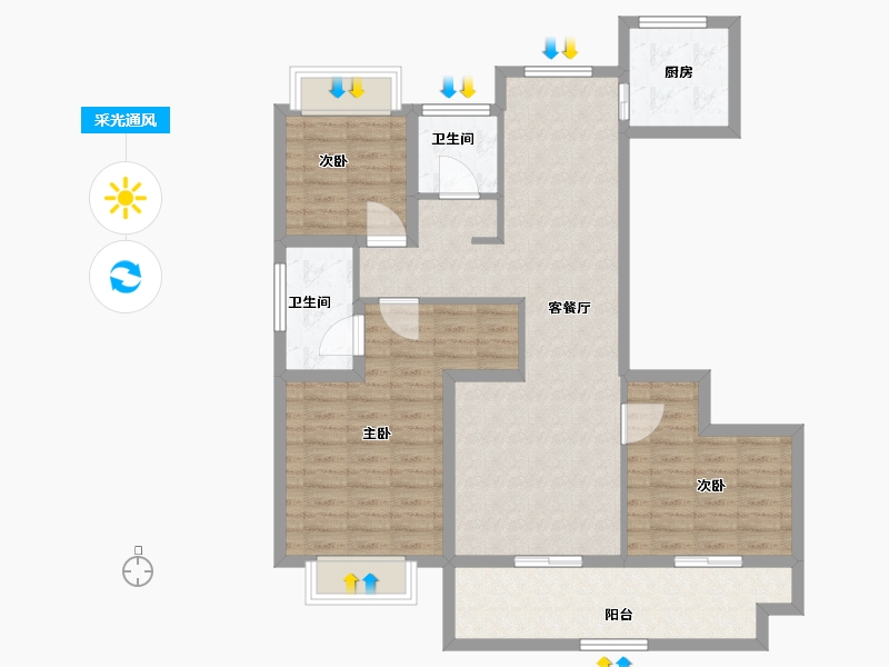 河南省-驻马店市-东青颐和天境-99.09-户型库-采光通风