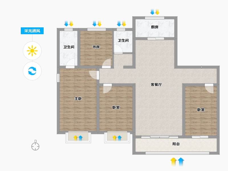 山东省-烟台市-天府君澜-124.61-户型库-采光通风