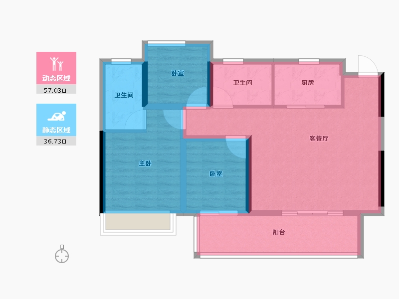 安徽省-亳州市-融创·山河大观-84.00-户型库-动静分区