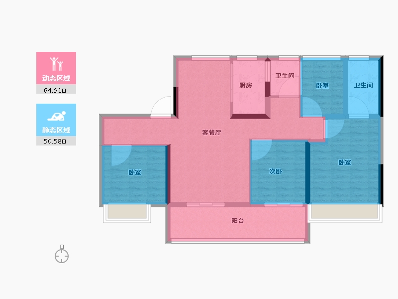 安徽省-亳州市-碧桂园·星河万里-104.00-户型库-动静分区