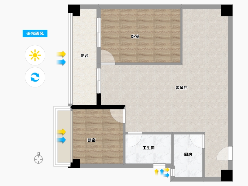 河南省-南阳市-财富公馆二期-75.96-户型库-采光通风