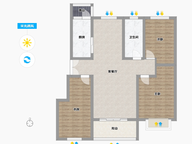 新疆维吾尔自治区-伊犁哈萨克自治州-天马小区E户型-121.37-户型库-采光通风