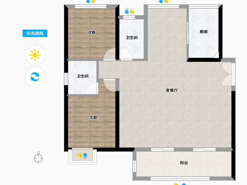 山东省-青岛市-中央美地-101.00-户型库-采光通风