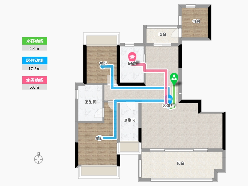 湖北省-恩施土家族苗族自治州-双龙·九洲府-97.60-户型库-动静线