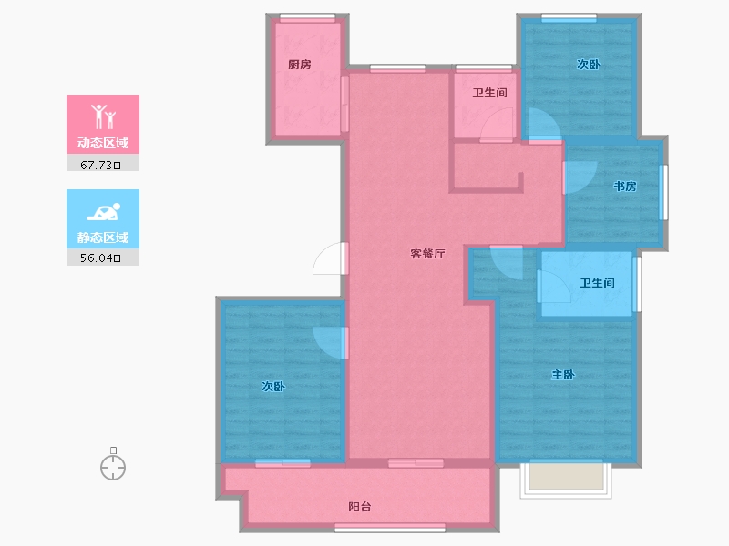 河南省-驻马店市-伟汇汝意府-110.68-户型库-动静分区