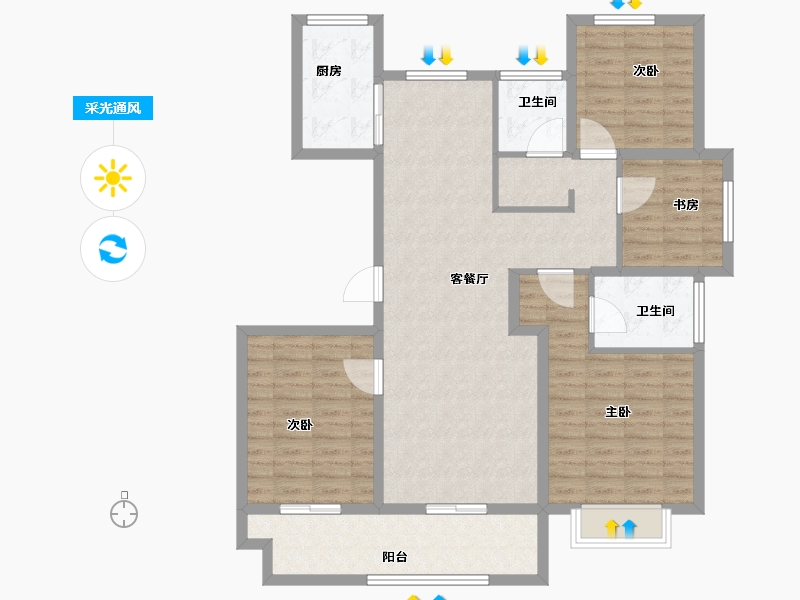 河南省-驻马店市-伟汇汝意府-110.68-户型库-采光通风