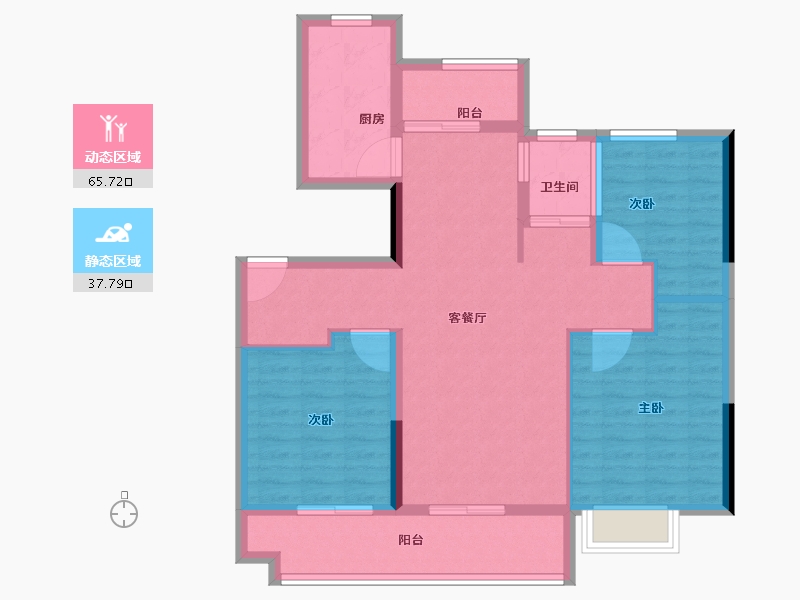 安徽省-亳州市-绿城·亳州蘭园-92.80-户型库-动静分区