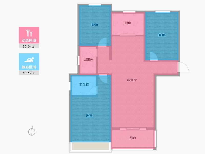 江苏省-盐城市-学府名苑-100.77-户型库-动静分区