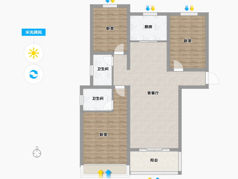 江苏省-盐城市-学府名苑-100.77-户型库-采光通风