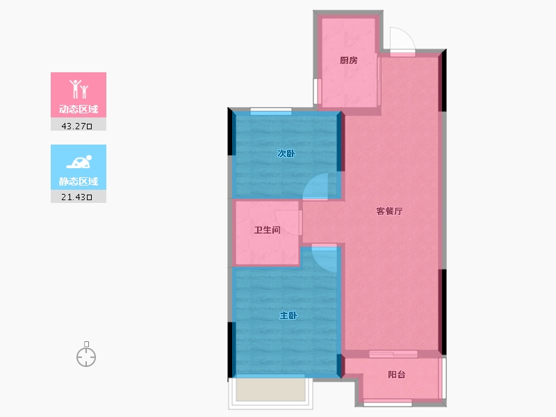 安徽省-淮北市-傲景观澜-57.41-户型库-动静分区