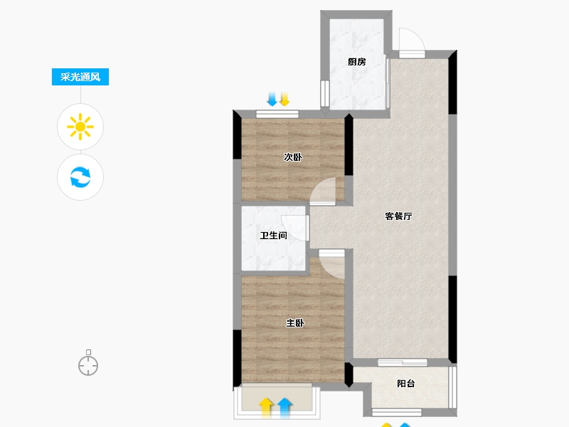 安徽省-淮北市-傲景观澜-57.41-户型库-采光通风