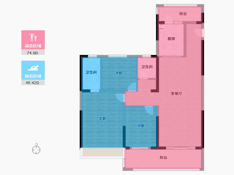 陕西省-咸阳市-日月公馆-108.81-户型库-动静分区