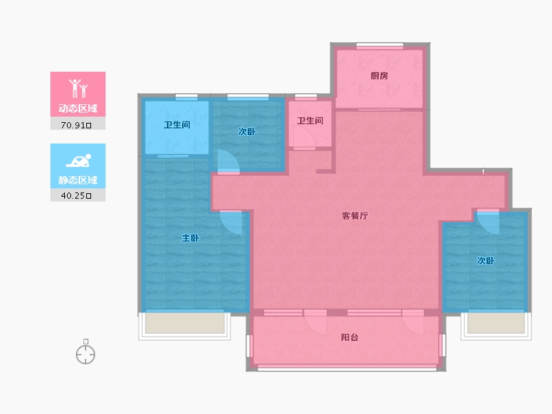 山东省-青岛市-蔚蓝天地-100.32-户型库-动静分区