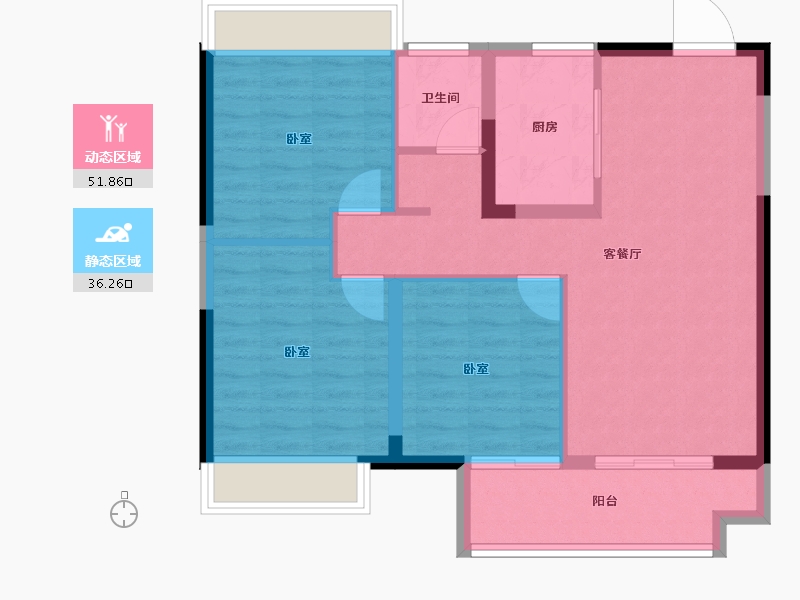 江苏省-盐城市-融创亭湖壹号公馆-79.59-户型库-动静分区