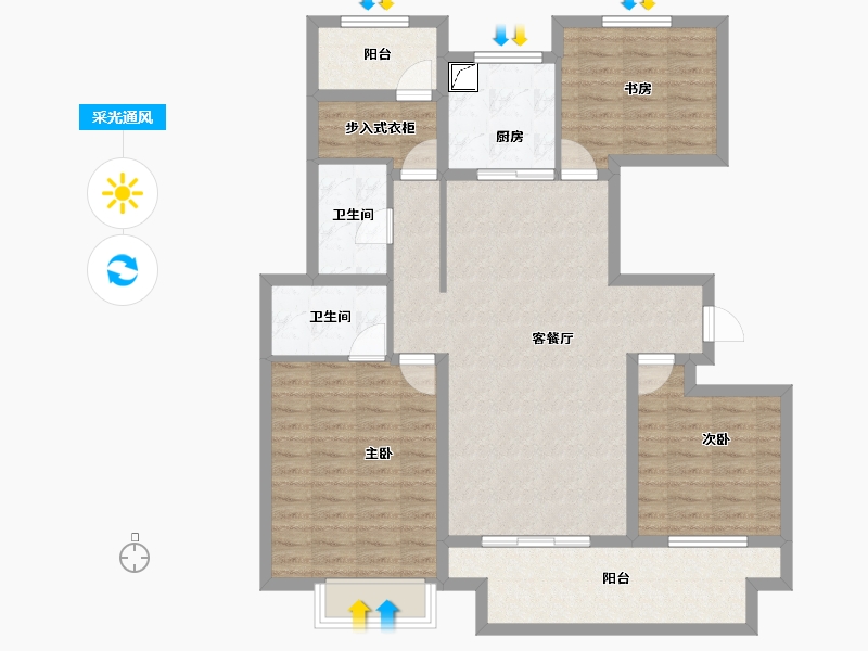 江苏省-镇江市-中海·时代都会-105.93-户型库-采光通风