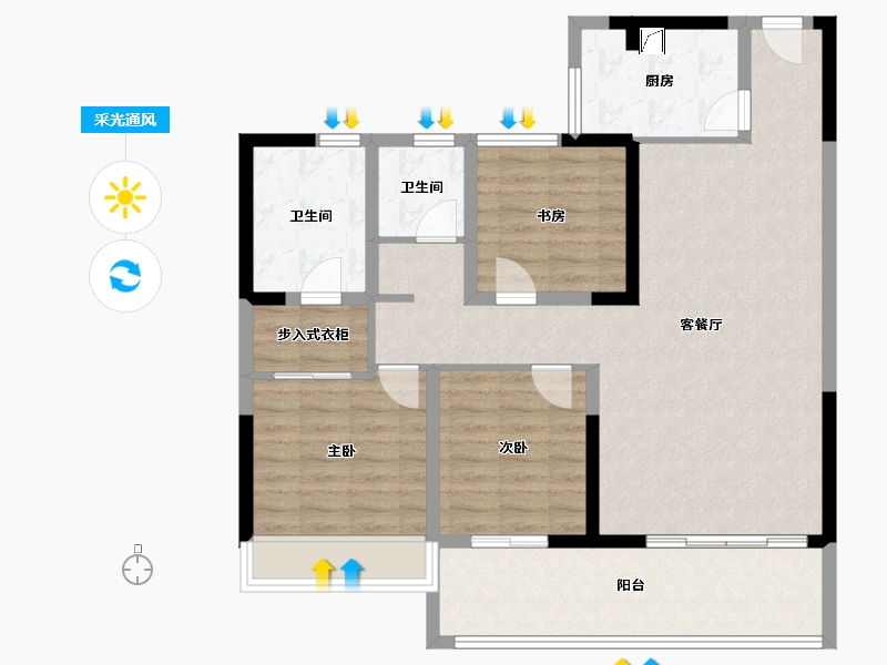 陕西省-咸阳市-日月公馆-101.59-户型库-采光通风