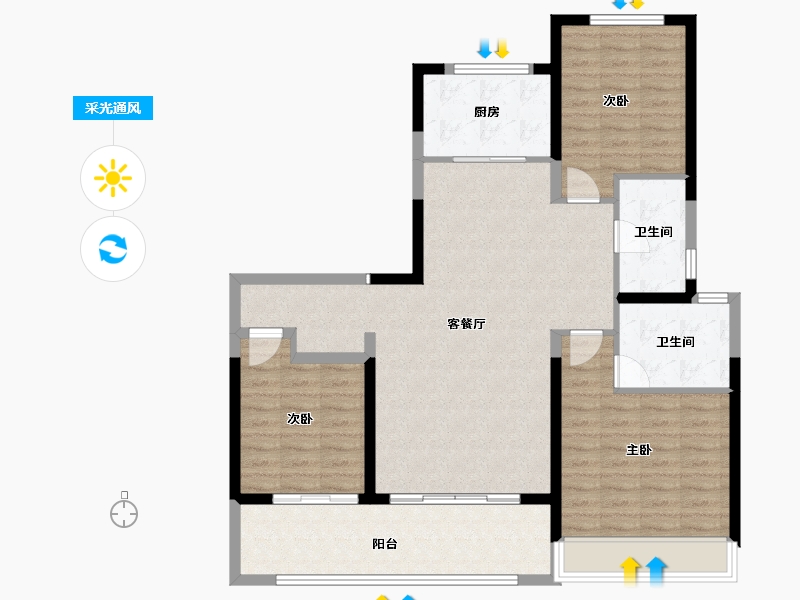 山东省-菏泽市-明丰理想城-107.78-户型库-采光通风