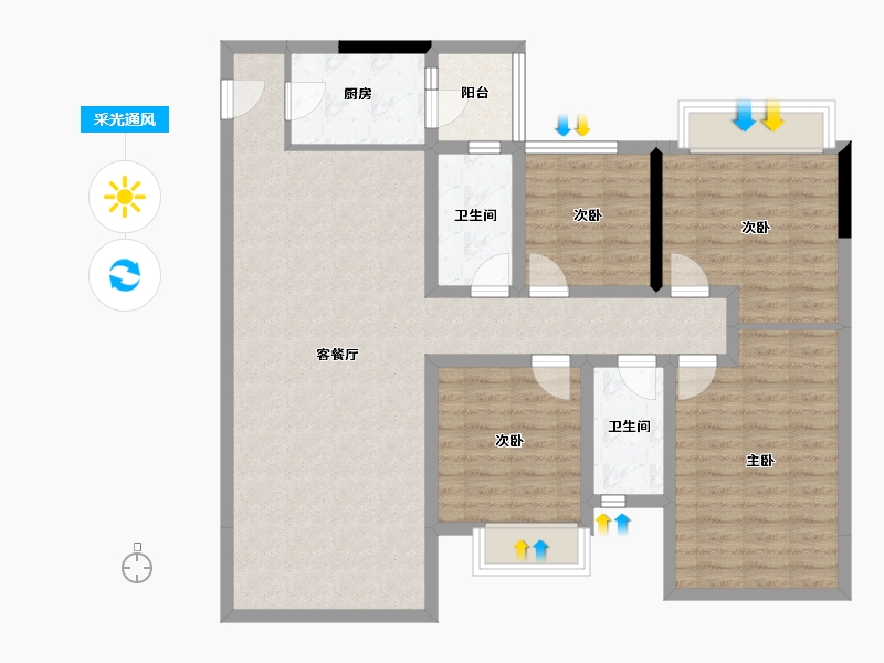 山东省-济南市-甜城国际社区-109.62-户型库-采光通风