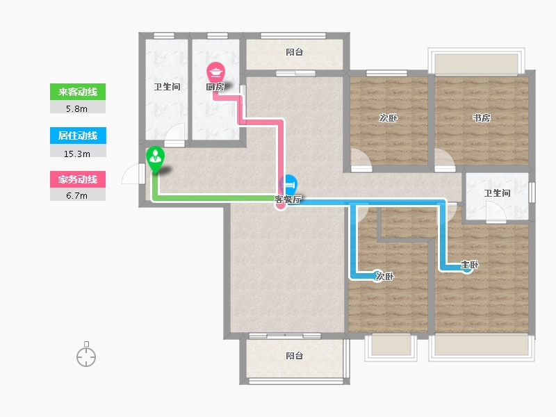 陕西省-西安市-龙发天泉湾-132.77-户型库-动静线