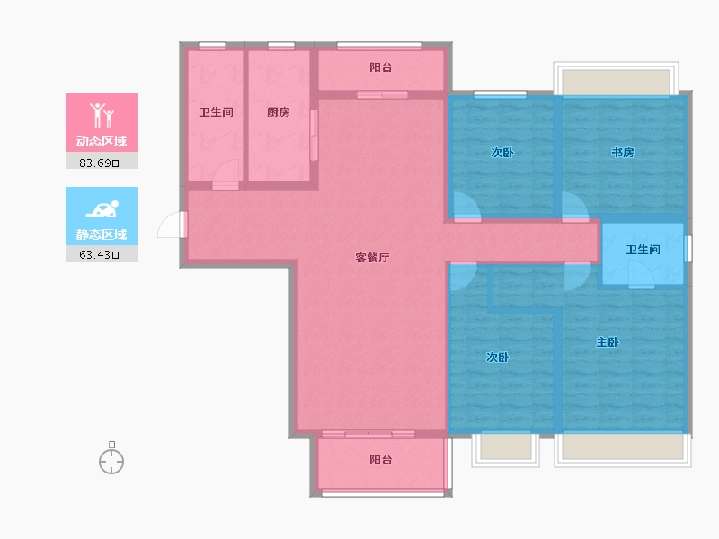 陕西省-西安市-龙发天泉湾-132.77-户型库-动静分区