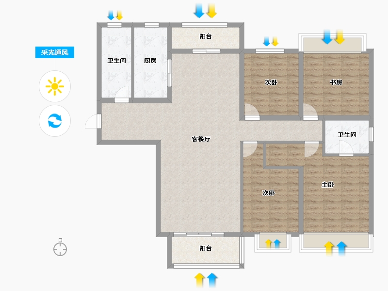 陕西省-西安市-龙发天泉湾-132.77-户型库-采光通风