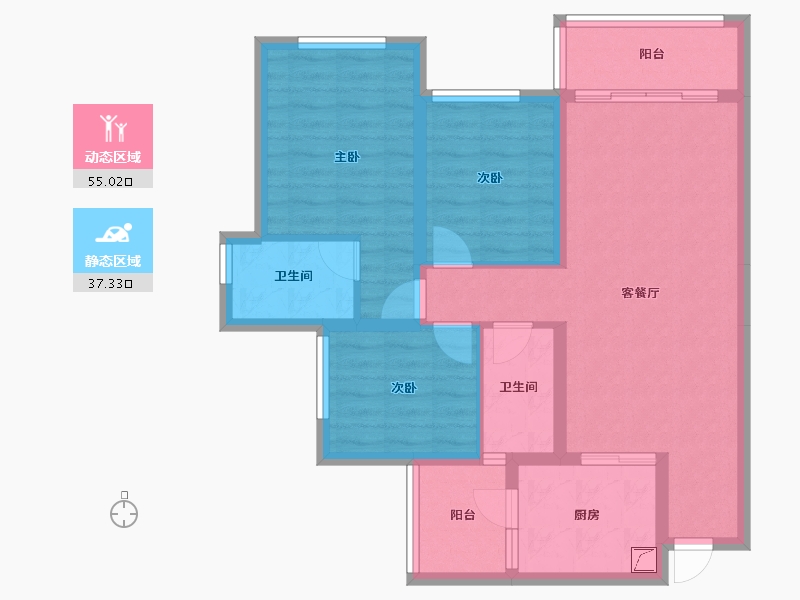 四川省-眉山市-滨江睿城-81.58-户型库-动静分区