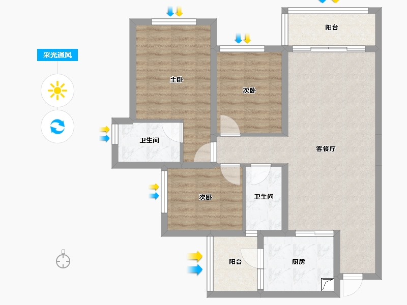 四川省-眉山市-滨江睿城-81.58-户型库-采光通风