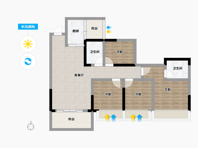 四川省-内江市-西城首座-82.46-户型库-采光通风