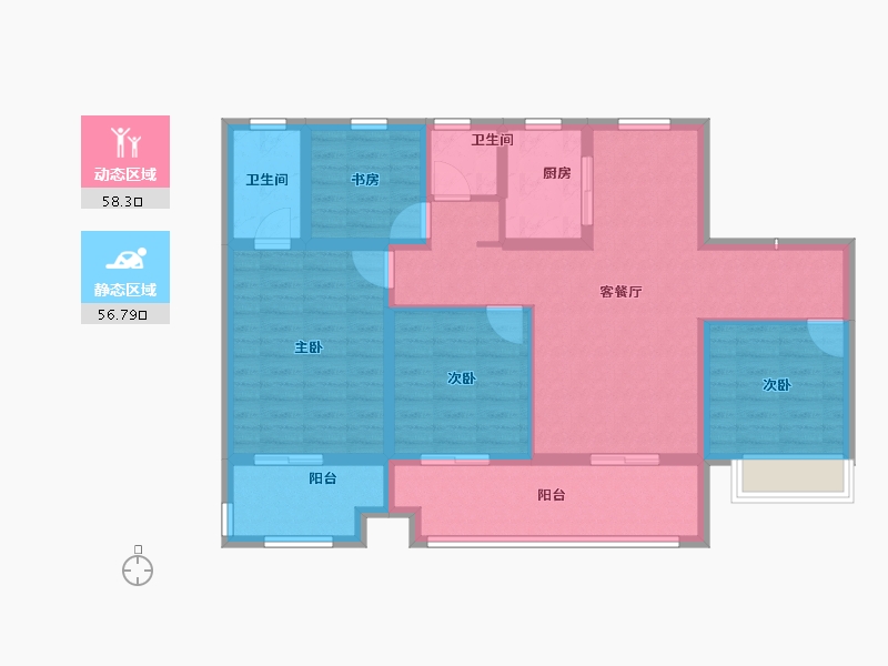 安徽省-淮北市-濉溪龙记檀府-102.40-户型库-动静分区