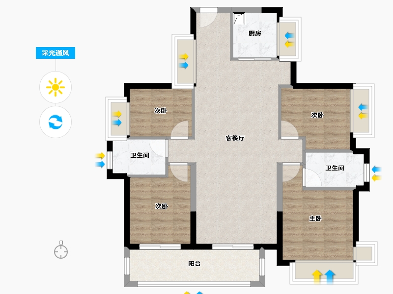 广东省-东莞市-万科瑧山府-121.00-户型库-采光通风