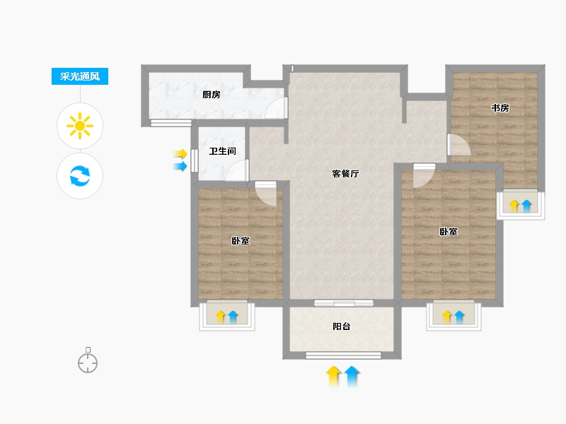 安徽省-淮北市-状元府邸-89.80-户型库-采光通风