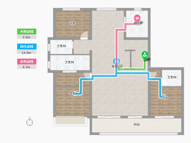 山东省-烟台市-滨湖万丽-132.00-户型库-动静线