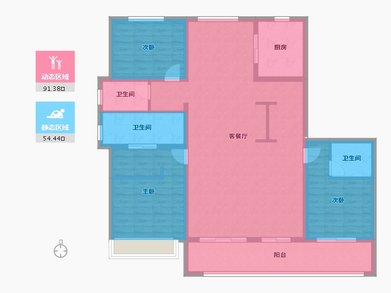 山东省-烟台市-滨湖万丽-132.00-户型库-动静分区