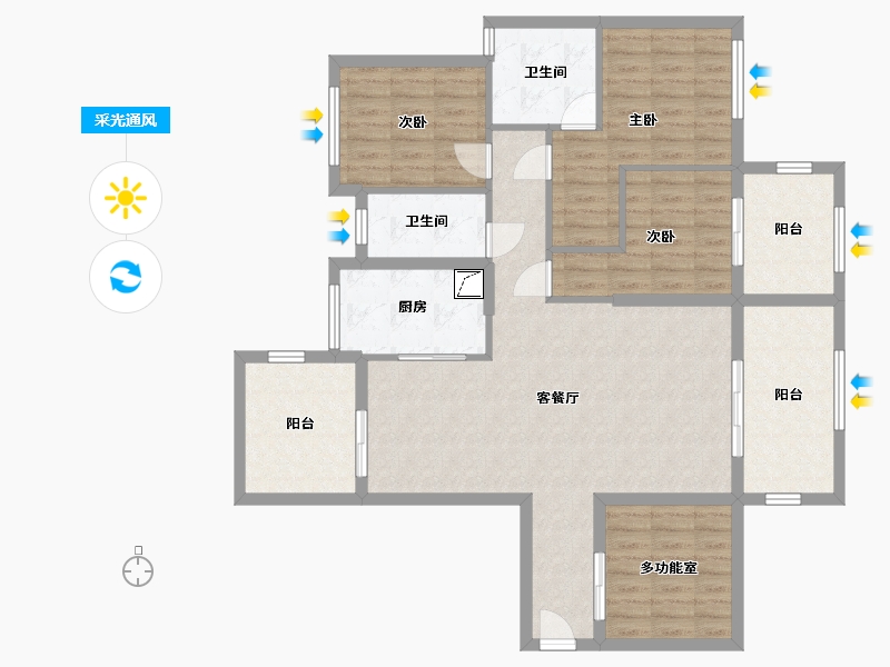 湖南省-衡阳市-阳光金城-115.00-户型库-采光通风