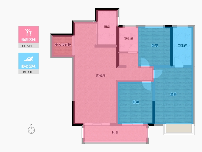 河南省-洛阳市-建业滨河珑府-95.30-户型库-动静分区