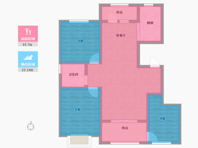 新疆维吾尔自治区-伊犁哈萨克自治州-印象江南-78.31-户型库-动静分区