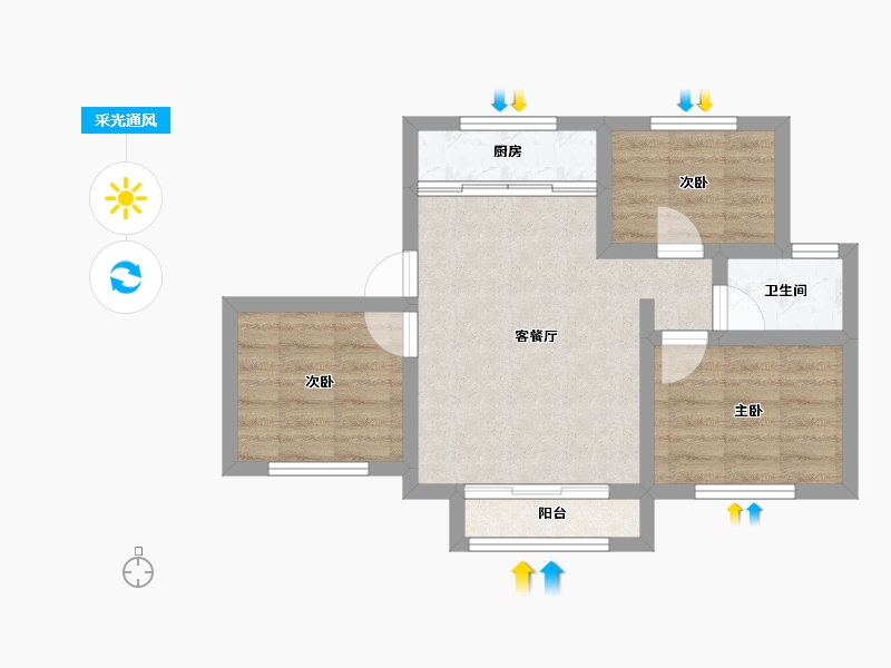 山东省-淄博市-城南壹号-50.07-户型库-采光通风