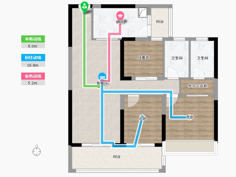 陕西省-咸阳市-日月公馆-87.53-户型库-动静线