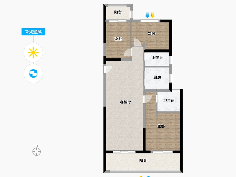 陕西省-咸阳市-日月公馆-100.01-户型库-采光通风