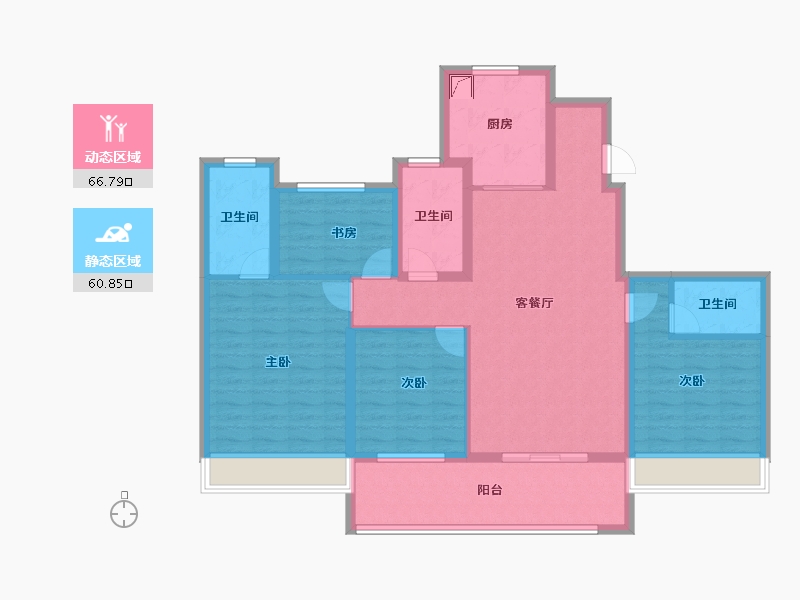 江苏省-镇江市-中海·时代都会-113.64-户型库-动静分区